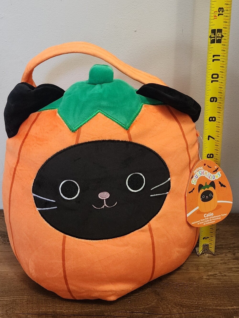Squishmallows Plush CALIO Black Cat Pumpkin Halloween Treat Candy Pail Bucket